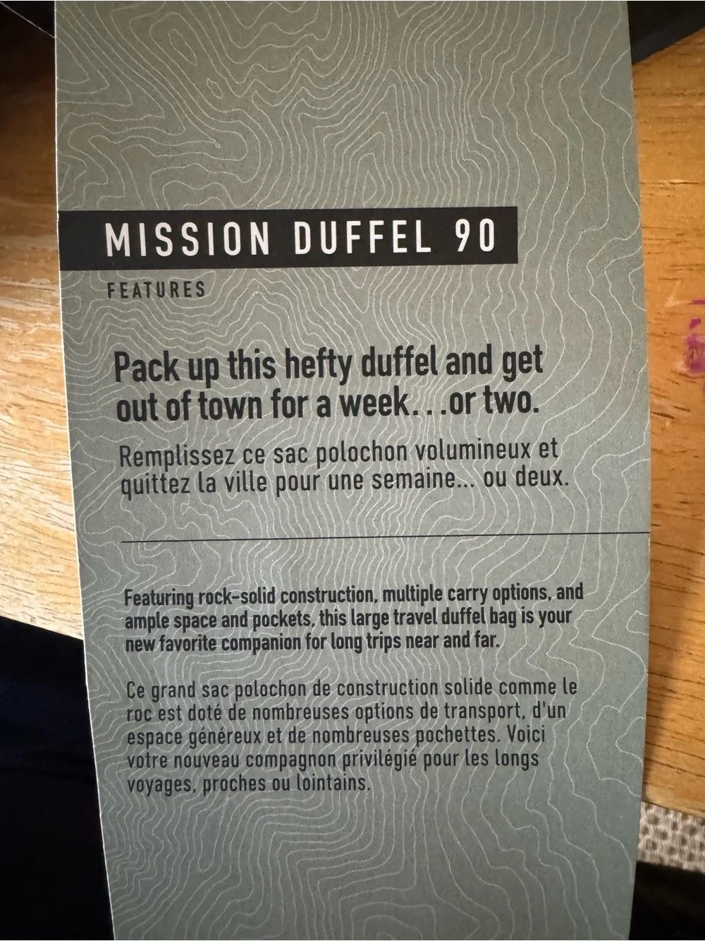 Mystery Ranch mission Duffel 90L 840D ballistic carbonate nylon bag